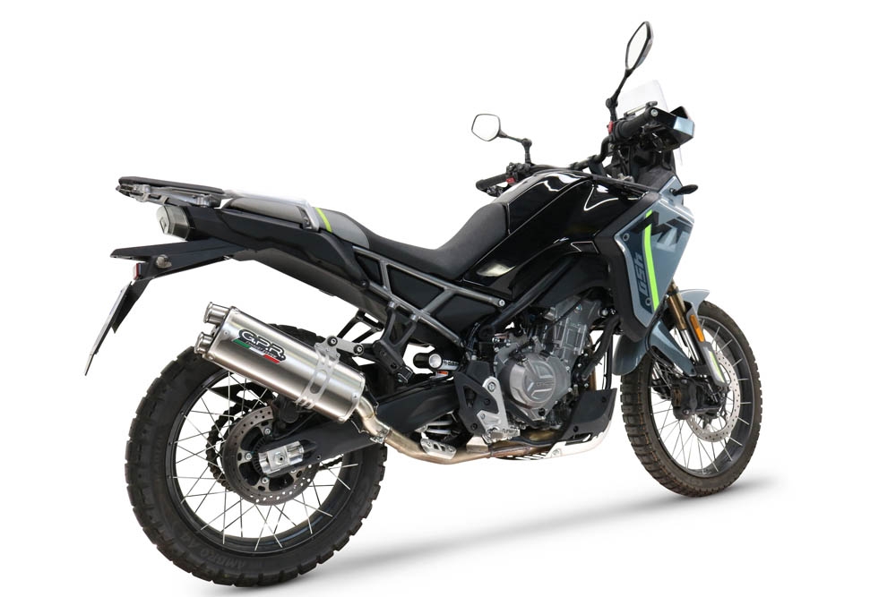 GPR escape compatível com  Cf Moto 450 MT 2024-2025, Dual Inox, Sistema de escapamento de corrida incluindo tubo de ligação específico com dbkiller 