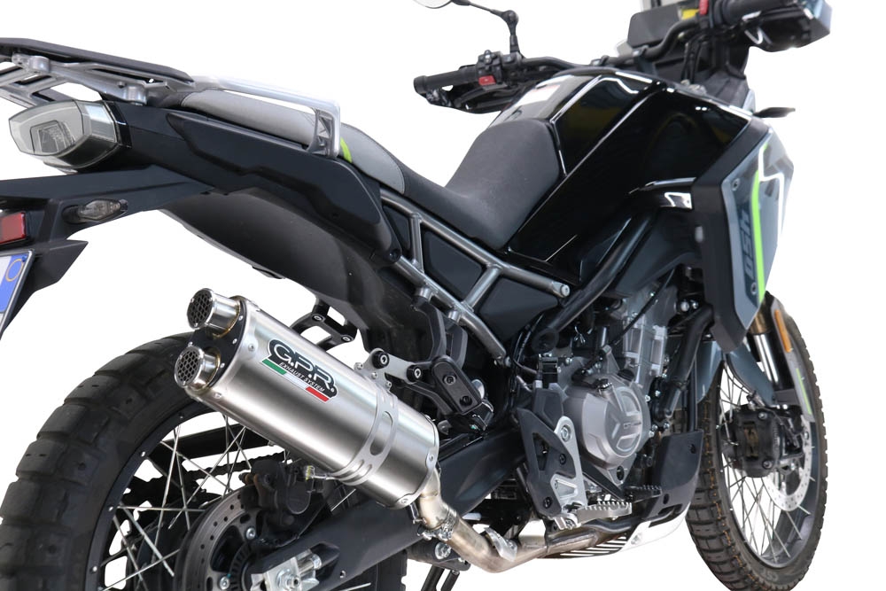 GPR escape compatível com  Cf Moto 450 MT 2024-2025, Dual Inox, Sistema de escapamento de corrida incluindo tubo de ligação específico com dbkiller 