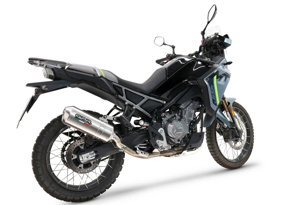 GPR escape compatível com Cf Moto 450 MT 2024-2025,Satinox ,Escape legal, homologado, silenciador com db killer removível e tubo de ligação específico 