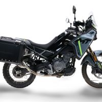 GPR TECH compatível com  Cf Moto 450MT 2023/2025 Euro5 Plus Par de malas laterais em alumínio com o lado direito contornado, cor preta com porta-bagagem específico Capacidade 38 LT. + 32 LT.