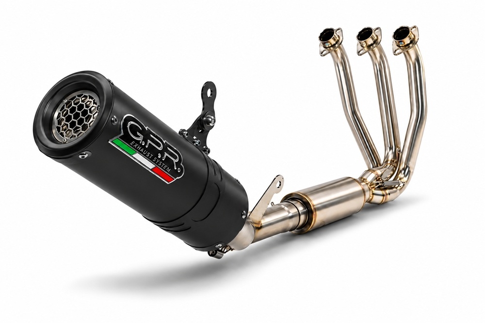 GPR escape compatível com Cf Moto 675SR-R 2024-2027, M3 Black Titanium, Escape completo, não legal para países da UE, com db killer removível 