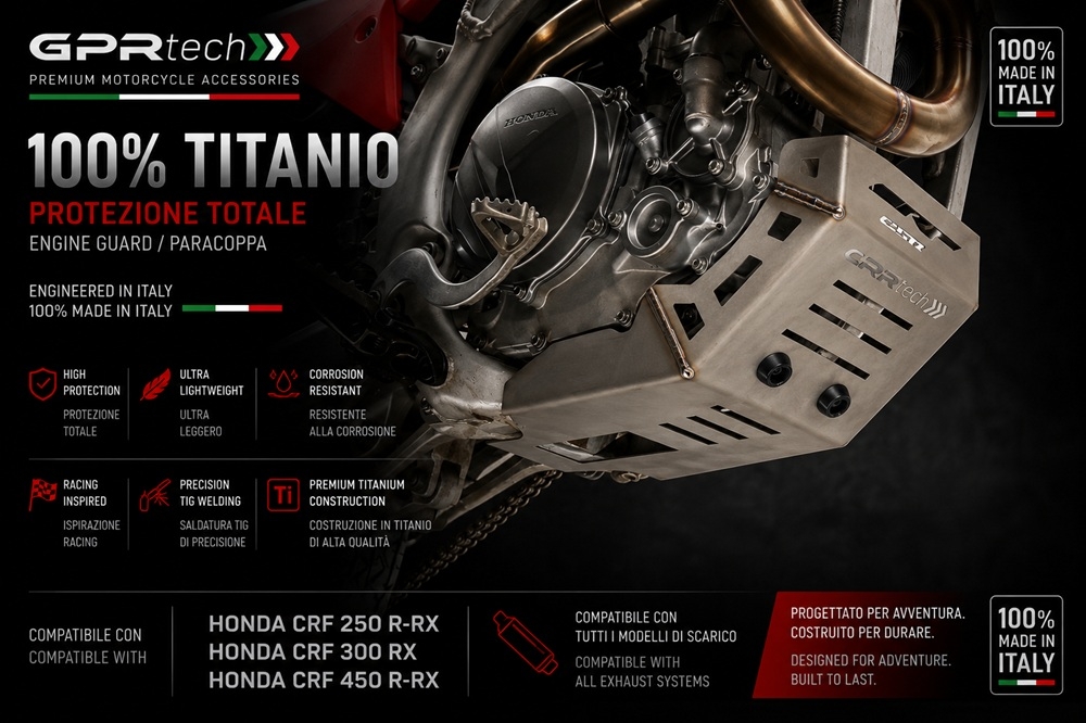 GPR TECH compatível com Honda Crf 250 R/RX 2022/2024 Placa antiderrapante de titânio 