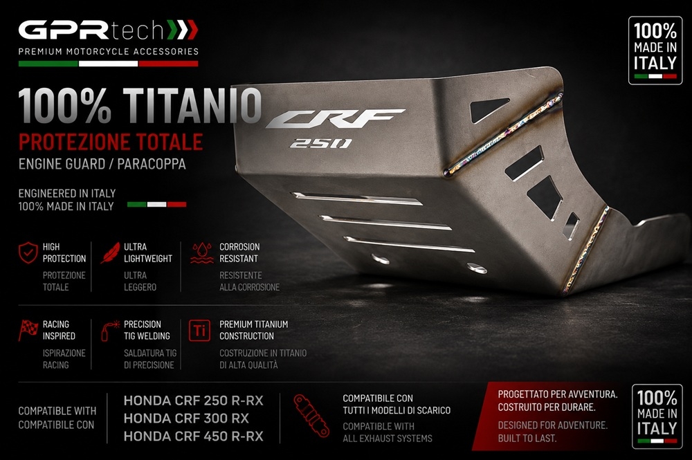 GPR TECH compatível com Honda Crf 250 R/RX 2022/2024 Placa antiderrapante de titânio 
