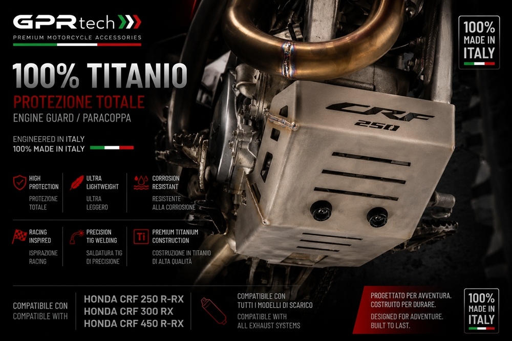GPR TECH compatível com Honda Crf 250 R/RX 2022/2024 Placa antiderrapante de titânio 