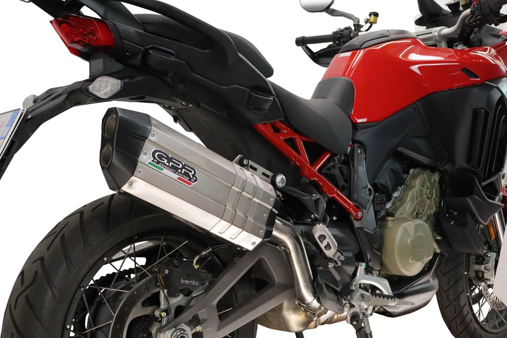 GPR escape compatível com Ducati Multistrada V4 - V4S 2025-2026, Hyper Sonic Titanium, Escape legal, homologado, silenciador com db killer removível e tubo de ligação específico 