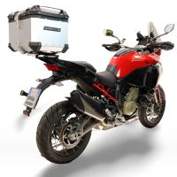 Top case maletas GPR TECH compatível com Ducati Multistrada V4 - V4S 2025/2026 Top Case Alpi-Tech em alumínio, cor prata com placa específica incluída Capacidade Litros 35