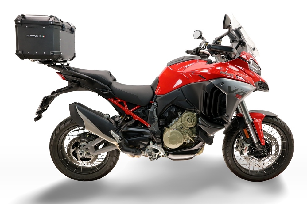 Top case maletas GPR TECH compatível com Ducati Multistrada V4 - V4S 2025/2026 Top Case Alpi-Tech em alumínio, cor preta com placa específica incluída Capacidade Litros 35