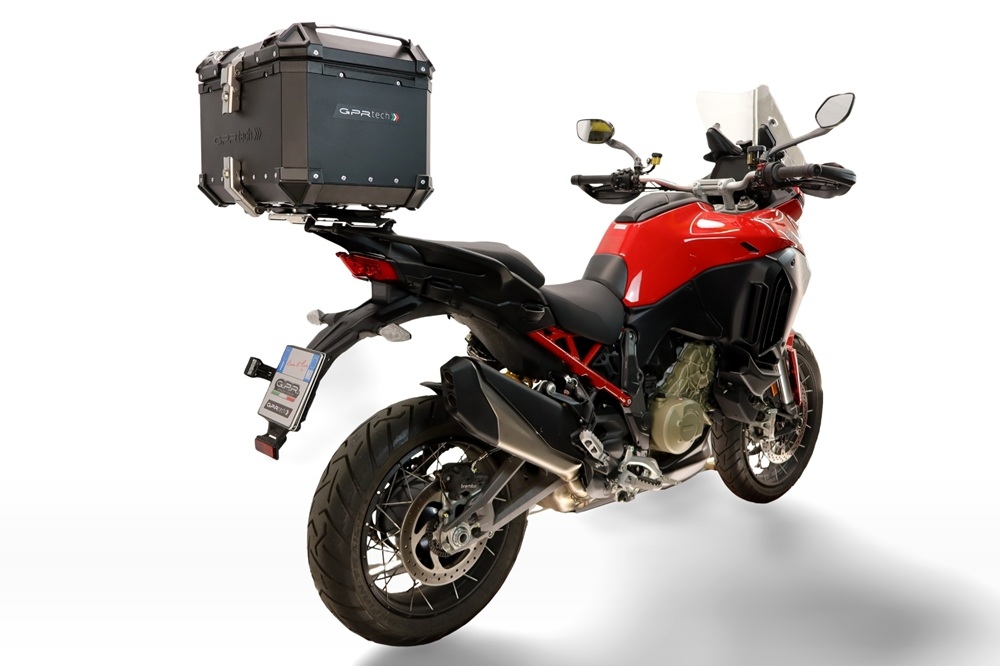Top case maletas GPR TECH compatível com Ducati Multistrada V4 - V4S 2025/2026 Top Case Alpi-Tech em alumínio, cor preta com placa específica incluída Capacidade Litros 35