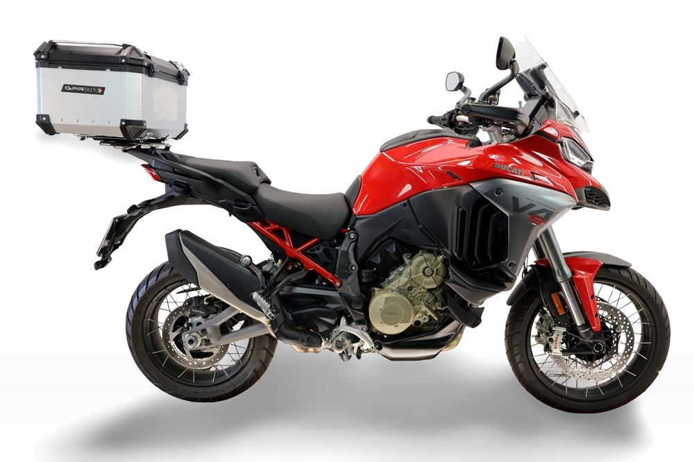 Top case maletas GPR TECH compatível com Ducati Multistrada V4 - V4S 2025/2026 Top Case Alpi-Tech em alumínio, cor prata com placa específica incluída Capacidade Litros 45