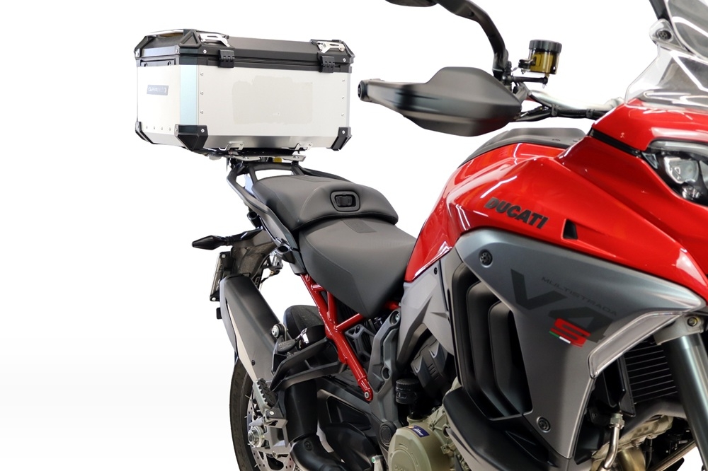 Top case maletas GPR TECH compatível com Harley Davidson Pan America 1250 2020/2024 Top Case Alpi-Tech em alumínio, cor prata com placa específica incluída Capacidade Litros 45