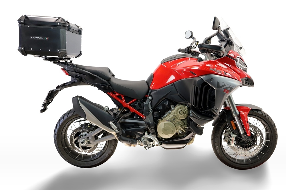 Top case maletas GPR TECH compatível com Ducati Multistrada V4 - V4S 2025/2026 Top Case Alpi-Tech em alumínio, cor preta com placa específica incluída Capacidade Litros 45
