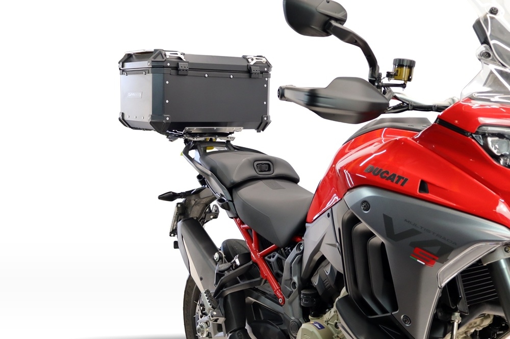 Top case maletas GPR TECH compatível com Ducati Multistrada V4 - V4S 2025/2026 Top Case Alpi-Tech em alumínio, cor preta com placa específica incluída Capacidade Litros 45