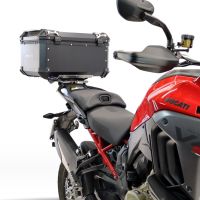 Top case maletas GPR TECH compatível com Ducati Multistrada V4 - V4S 2025/2026 Top Case Alpi-Tech em alumínio, cor preta com placa específica incluída Capacidade Litros 45