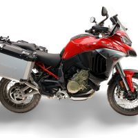 GPR TECH compatível com  Ducati Multistrada V4 - V4S 2025/2026 Par de malas laterais em alumínio com o lado direito contornado, cor prata com porta-bagagem específic TECH-EVO o Capacidade 38 LT. + 32 LT.