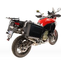 GPR TECH compatível com  Ducati Multistrada V4 - V4S 2025/2026 Par de malas laterais em alumínio com o lado direito contornado, cor preta com porta-bagagem específic TECH-EVO o Capacidade 38 LT. + 32 LT.