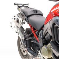 GPR TECH compatível com  Ducati Multistrada V4 - V4S 2025/2026 Par de malas laterais em alumínio com o lado direito contornado, cor prata com porta-bagagem específic TECH-EVO o Capacidade 38 LT. + 32 LT.