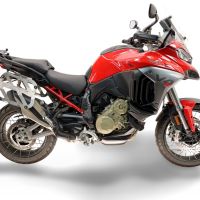 GPR TECH compatível com  Ducati Multistrada V4 - V4S 2025/2026 Par de malas laterais em alumínio com o lado direito contornado, cor prata com porta-bagagem específic TECH-EVO o Capacidade 38 LT. + 32 LT.