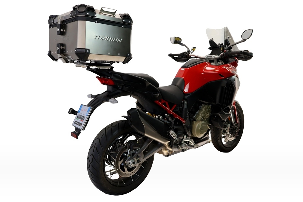  Harley Davidson Pan America 1250 2020/2024 Top Case Alpi-Tech em titânio, cor natural com placa específica incluída Capacidade Litros 55