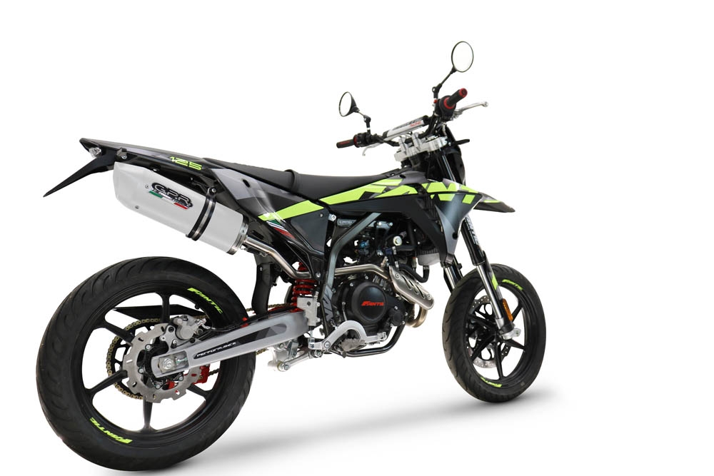 GPR escape compatível com  Fantic Motor XEF 125 2025-2026, Albus Ceramic, Escape homologado, legal para mercados NÃO europeus, incluindo tubo de ligação e db killer removível 