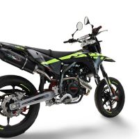 Escape compatível com Fantic Motor XEF 125 2025-2026, Furore Nero, Escape legal, homologado, silenciador com db killer removível e tubo de ligação 