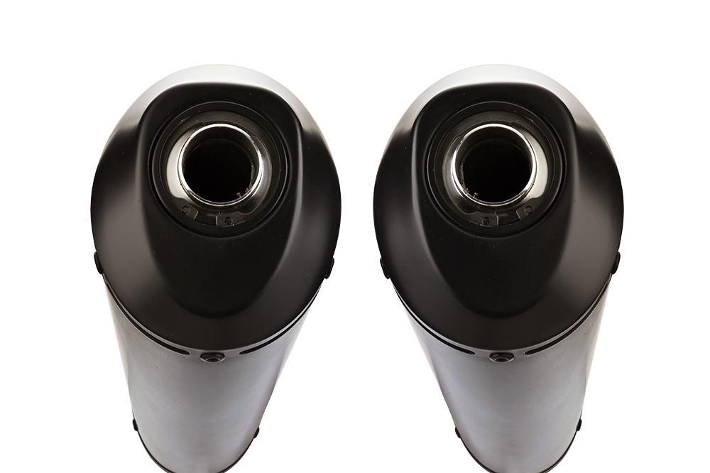 Escape compatível com Yamaha Bt Bulldog 1100 2002-2007, Ghisa , Par de silenciosos de escape homologadas, com db killer removível e tubos de ligação específicos 