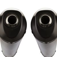 Escape compatível com Yamaha Bt Bulldog 1100 2002-2007, Ghisa , Par de silenciosos de escape homologadas, com db killer removível e tubos de ligação específicos 