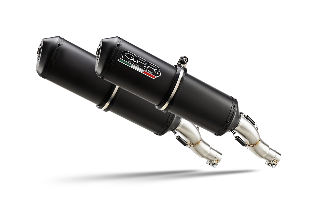 Escape compatível com Yamaha Bt Bulldog 1100 2002-2007, Ghisa , Par de silenciosos de escape homologadas, com db killer removível e tubos de ligação específicos 