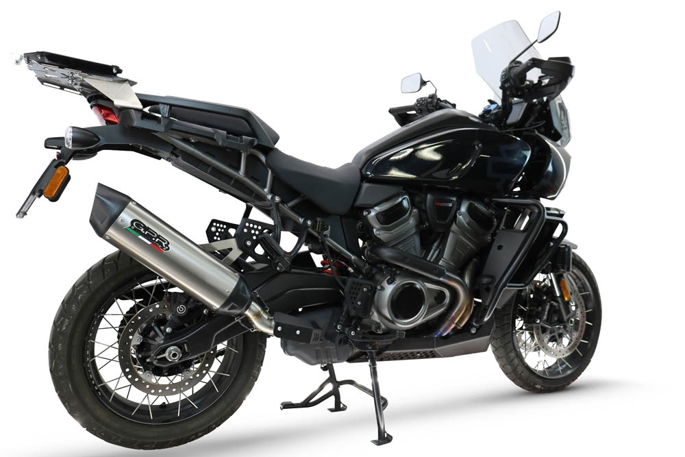 GPR escape compatível com Harley Davidson Pan America 1250 2020-2024, Furore-X Titanio, Escape legal, homologado, silenciador com db killer removível e tubo de ligação específico 