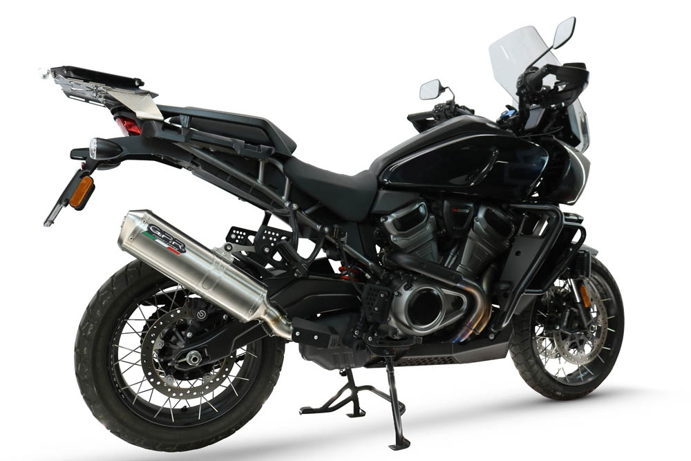 GPR escape compatível com Harley Davidson Pan America 1250 2020-2024, Satinox , Escape legal, homologado, silenciador com db killer removível e tubo de ligação específico 