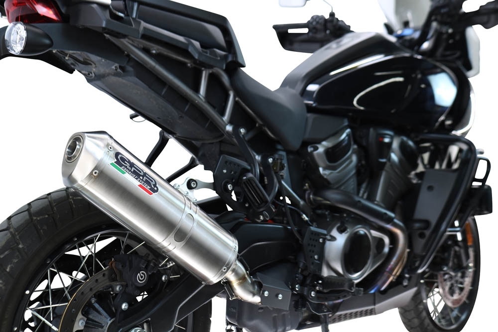 GPR escape compatível com Harley Davidson Pan America 1250 2020-2024, Satinox , Escape legal, homologado, silenciador com db killer removível e tubo de ligação específico 
