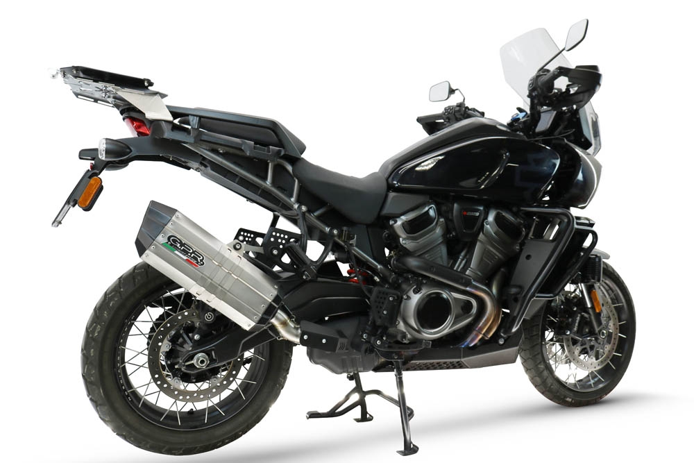GPR escape compatível com Harley Davidson Pan America 1250 2020-2024, Hyper Sonic Titanium, Escape legal, homologado, silenciador com db killer removível e tubo de ligação específico 