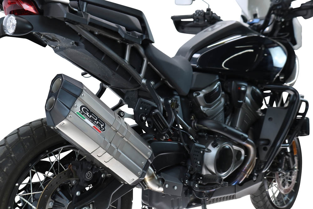 GPR escape compatível com Harley Davidson Pan America 1250 2020-2024, Hyper Sonic Titanium, Escape legal, homologado, silenciador com db killer removível e tubo de ligação específico 