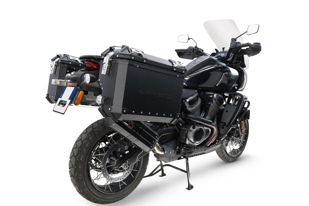 GPR escape compatível com Harley Davidson Pan America 1250 2020-2024, Hyper Sonic Black Titanium, Escape legal, homologado, silenciador com db killer removível e tubo de ligação específico 