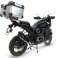 GPR escape compatível com Harley Davidson Pan America 1250 2020-2024, Hyper Sonic Black Titanium, Escape legal, homologado, silenciador com db killer removível e tubo de ligação específico 