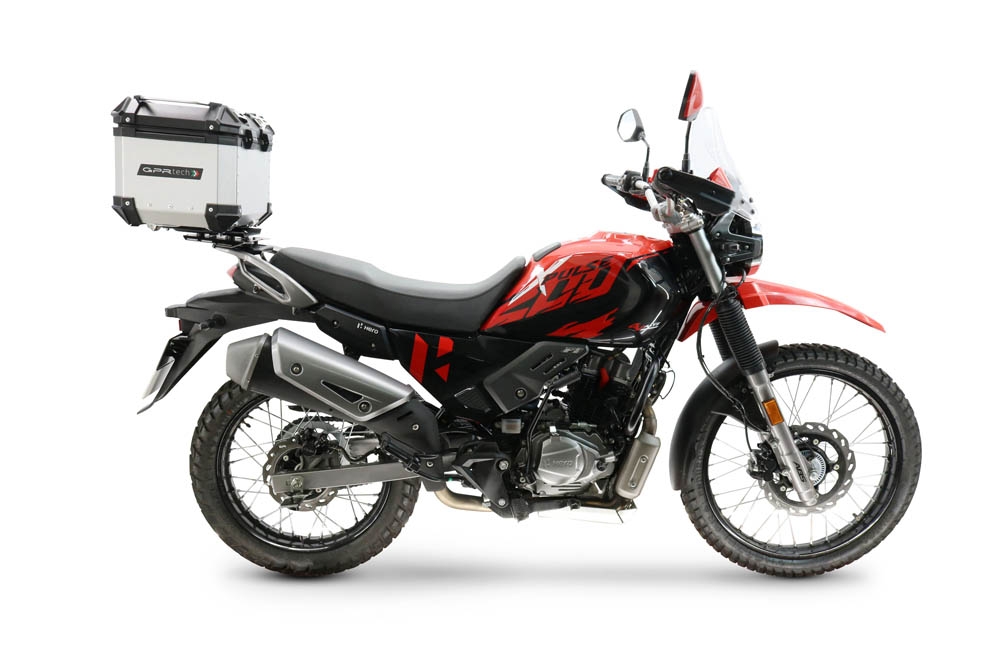 Top case maletas GPR TECH compatível com Hero Xpulse 200 4V 2025/2026 E5 plus Top Case Alpi-Tech em alumínio, cor prata com placa específica incluída Capacidade Litros 26