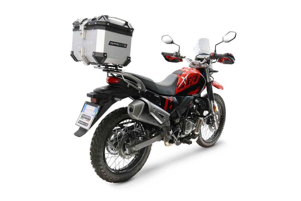 Top case maletas GPR TECH compatível com Hero Xpulse 200 4V 2025/2026 E5 plus Top Case Alpi-Tech em alumínio, cor prata com placa específica incluída Capacidade Litros 26