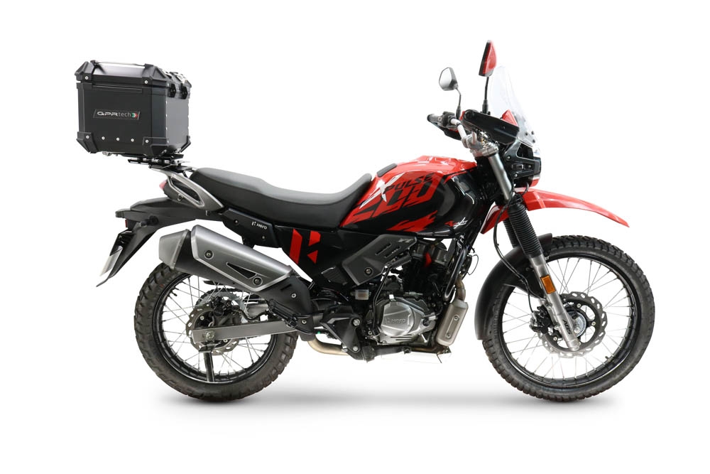 Top case maletas GPR TECH compatível com Hero Xpulse 200 4V 2025/2026 E5 plus Top Case Alpi-Tech em alumínio, cor preta com placa específica incluída Capacidade Litros 26