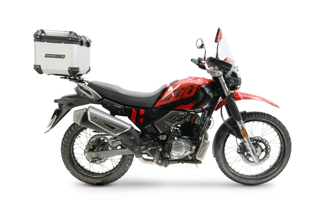 Top case maletas GPR TECH compatível com Hero Xpulse 200 4V 2025/2026 E5 plus Top Case Alpi-Tech em alumínio, cor prata com placa específica incluída Capacidade Litros 35