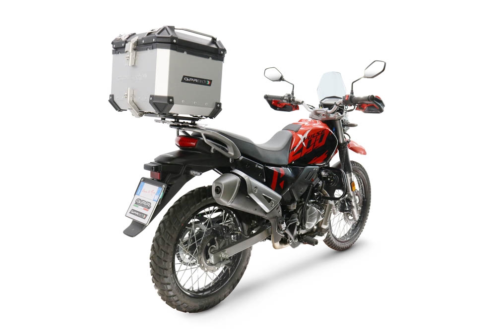 Top case maletas GPR TECH compatível com Hero Xpulse 200 4V 2025/2026 E5 plus Top Case Alpi-Tech em alumínio, cor prata com placa específica incluída Capacidade Litros 35