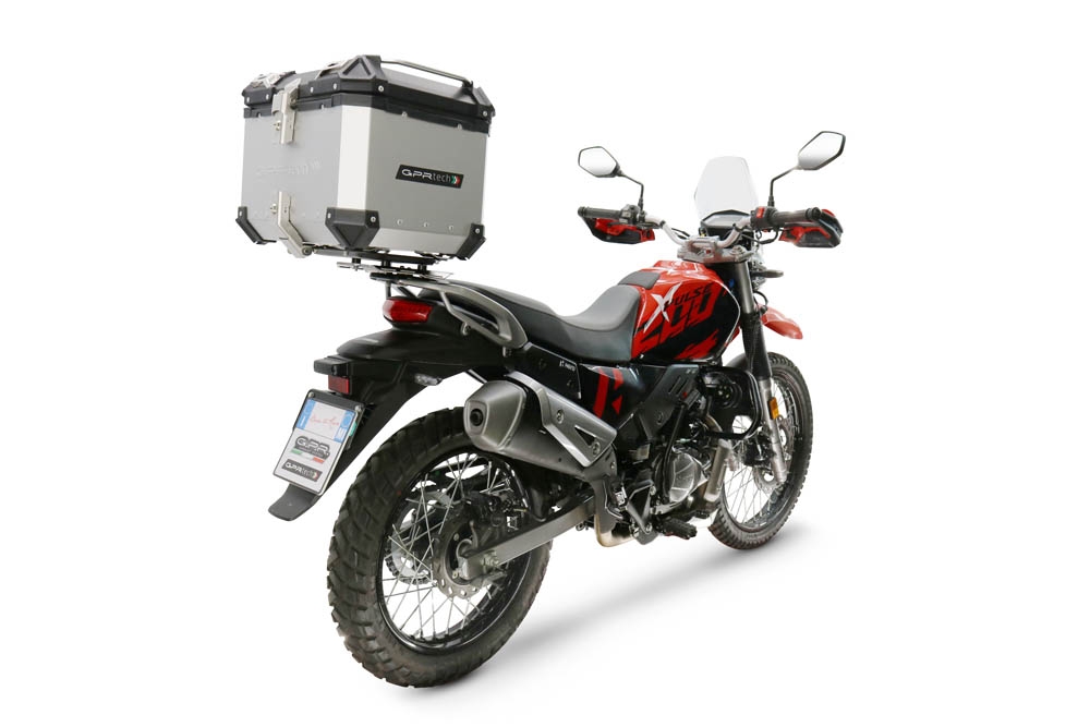 Top case maletas GPR TECH compatível com Hero Xpulse 200 4V 2025/2026 E5 plus Top Case Alpi-Tech em alumínio, cor prata com placa específica incluída Capacidade Litros 35