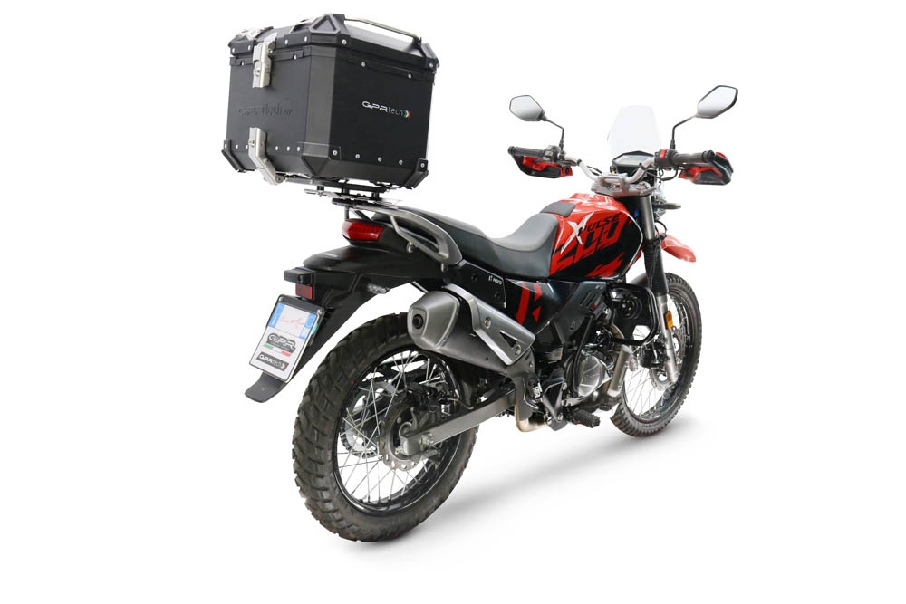 Top case maletas GPR TECH compatível com Hero Xpulse 200 4V 2025/2026 E5 plus Top Case Alpi-Tech em alumínio, cor preta com placa específica incluída Capacidade Litros 35