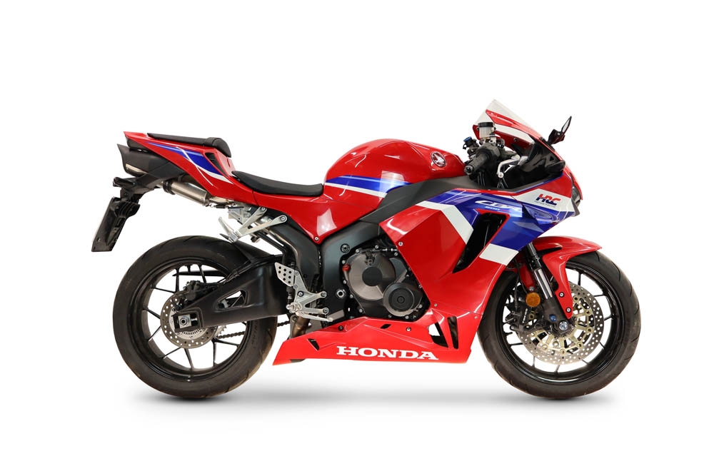 GPR escape compatível com Honda Cbr 600 Rr  2024-2026, Tiburon Titanium, Sistema racing Silencioso com tubo de ligação 