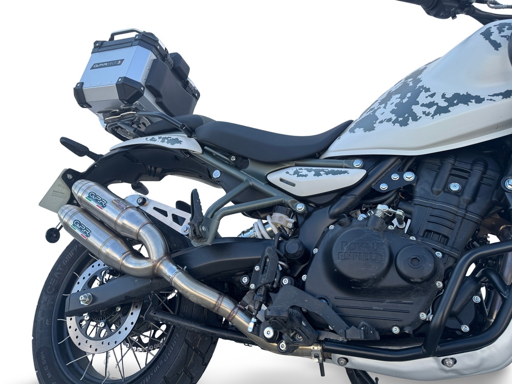 GPR escape compatível com Royal Enfield Guerrilla 450  2024-2025, Deeptone Duplex, Par de silenciosos de escape homologadas, com db killer removível e tubos de ligação específicos 