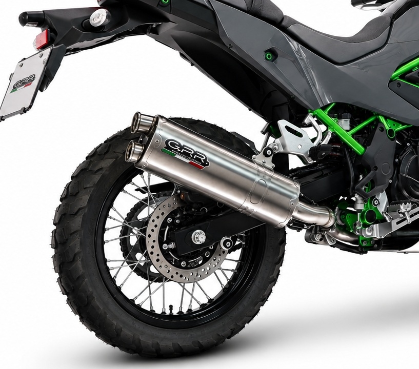 GPR escape compatível com Kawasaki KLE 500 2026-2027, Dual Inox, Sistema de escapamento de corrida incluindo tubo de ligação específico com dbkiller 