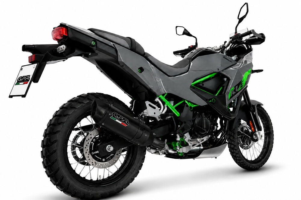 GPR escape compatível com Kawasaki KLE 500 2026-2027, Furore-X Titanio Nero, Escape legal, homologado, silenciador com db killer removível e tubo de ligação específico 