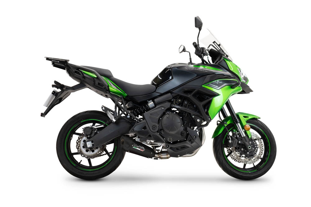 Escape compatível com Kawasaki Versys 650 2023-2025, GP-Revo Black Titanium, Sistema de escapamento de corrida incluindo tubo de ligação específico com dbkiller 
