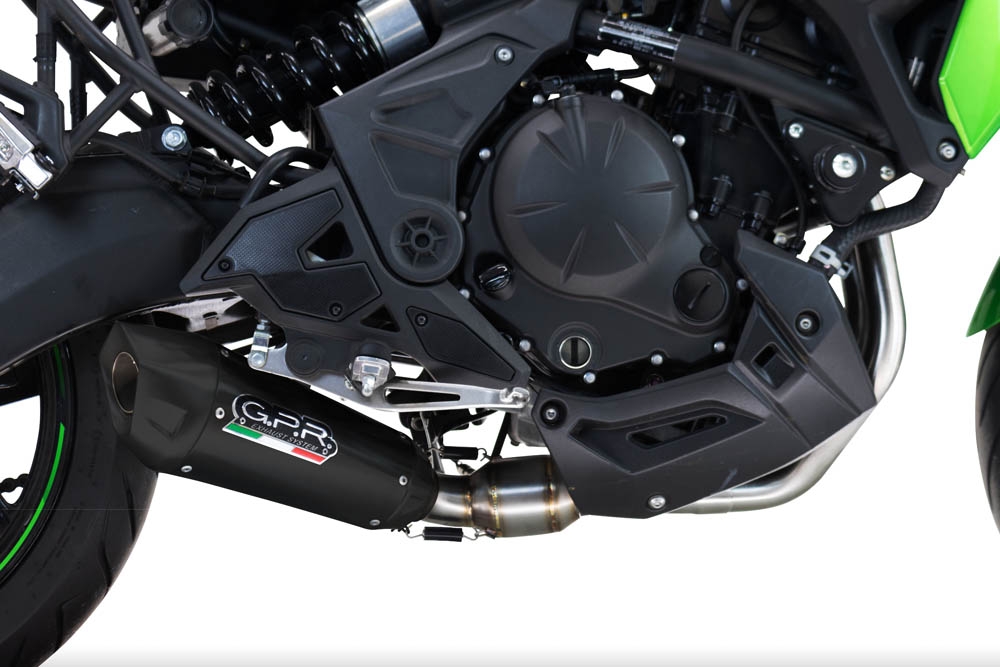 Escape compatível com Kawasaki Versys 650 2023-2025, GP-Revo Black Titanium, Sistema de escapamento de corrida incluindo tubo de ligação específico com dbkiller 
