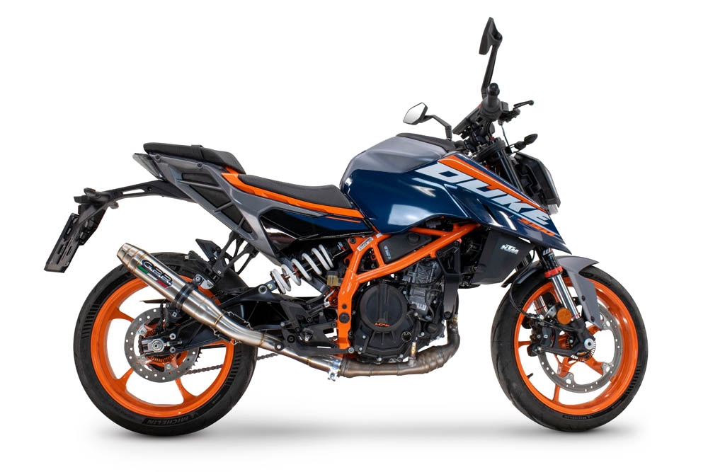 Escape compatível com Ktm Duke 200 2024-2025, Deeptone Inox, Escape legal, homologado, silenciador com db killer removível e tubo de ligação específico 