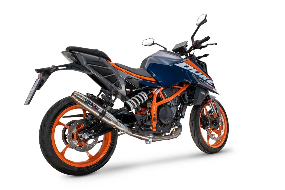 Escape compatível com Ktm Duke 200 2024-2025, Deeptone Inox, Escape legal, homologado, silenciador com db killer removível e tubo de ligação específico 