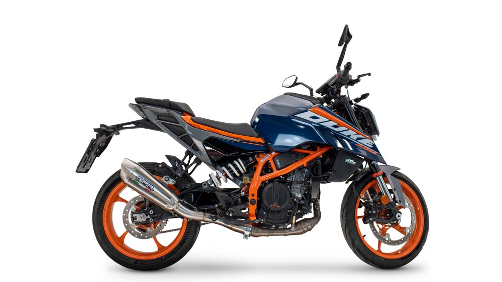 Escape compatível com Ktm Duke 390 2024-2025, GP-Revo Titanium, Escape legal, homologado, silenciador com db killer removível e tubo de ligação específico 